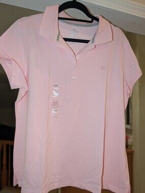 Izod Women's Short Sleeve Cotton Polo in Light Pink XL